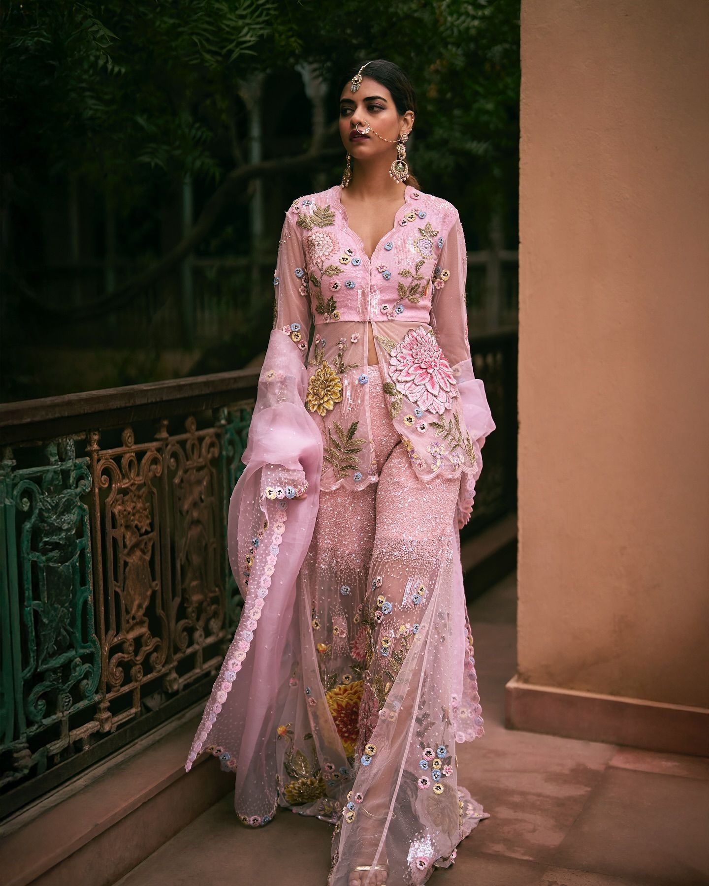 Rahul Mishra Pink Sharara Set 