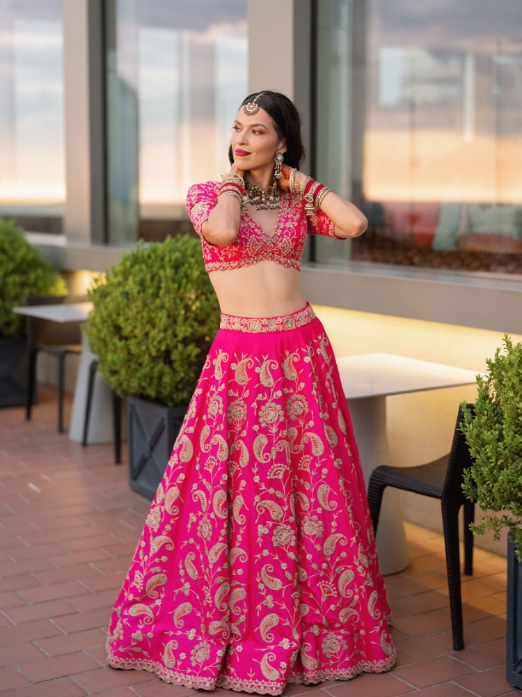 The bride in a lehenga by Surbhi Shah