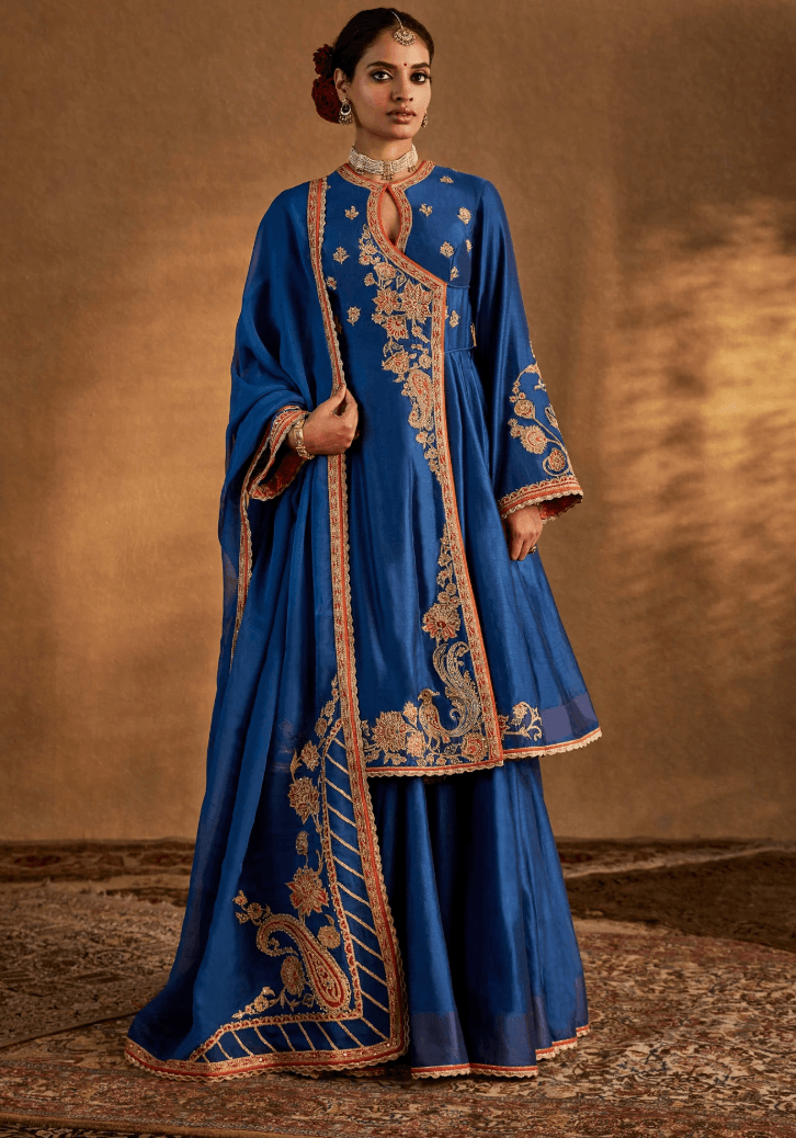 Rimple & Harpreet Lapis Blue Silk Sharara Set 