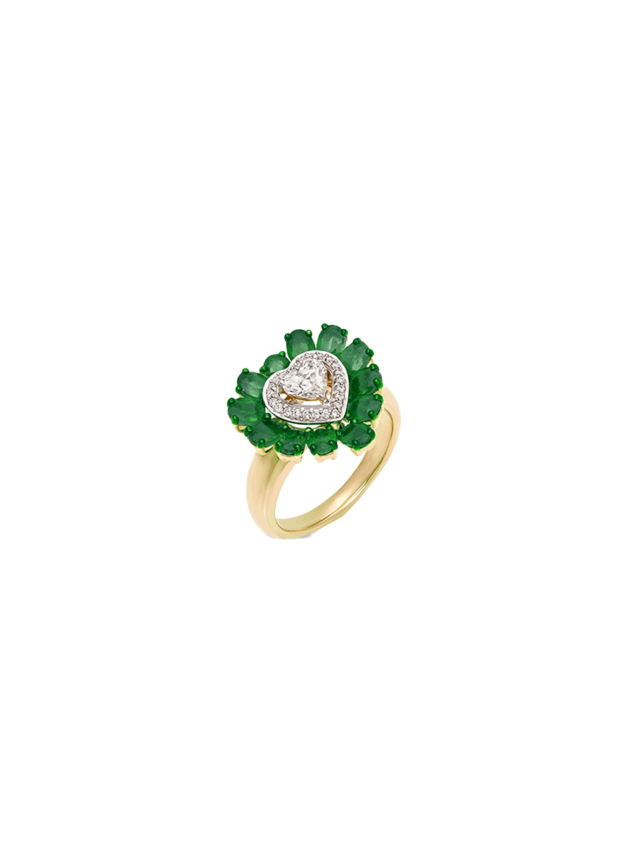 Rose Emerald Diamond Ring 