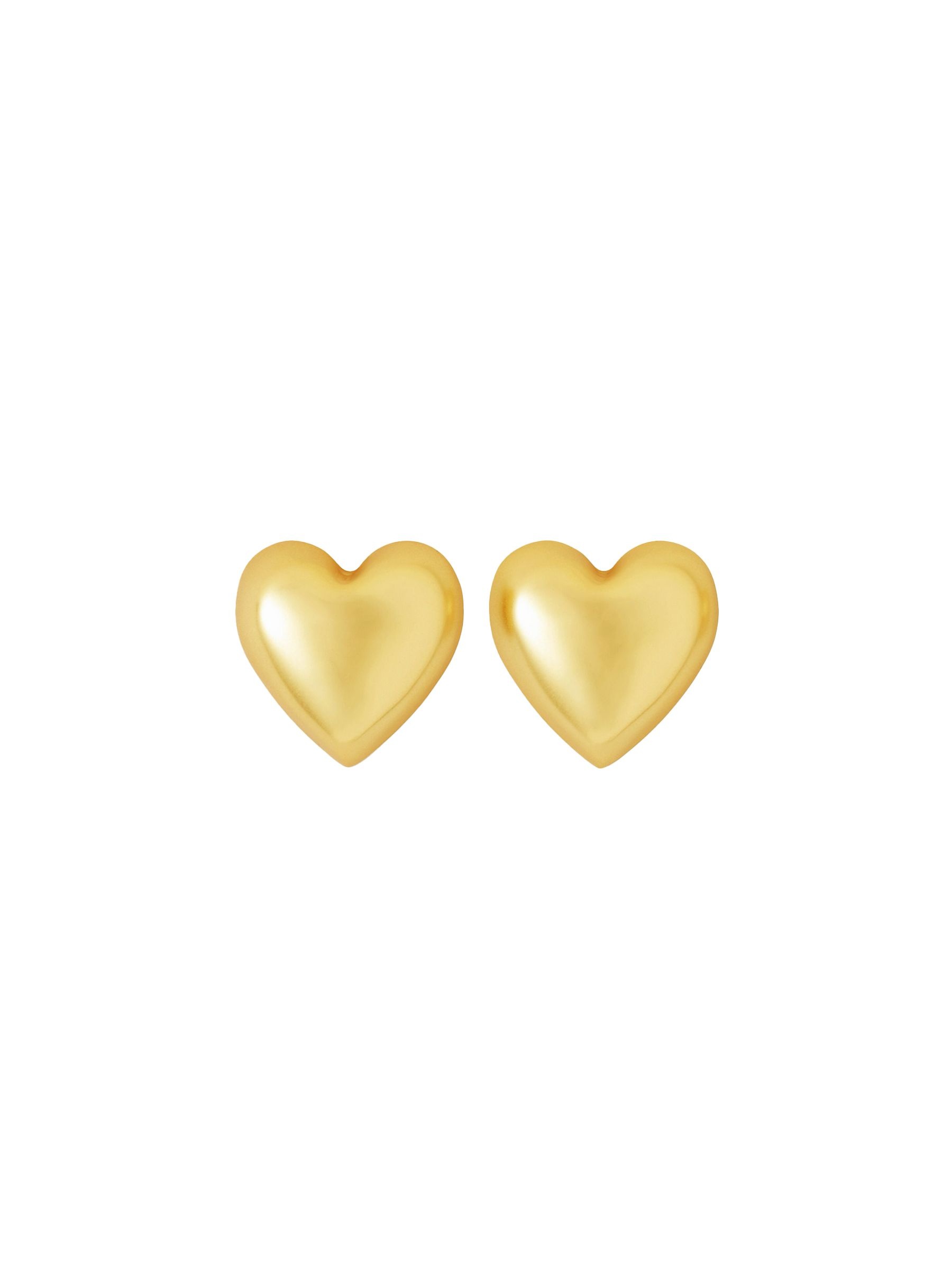 Puffy Heart gold stud earrings, Roxanne Assoulin