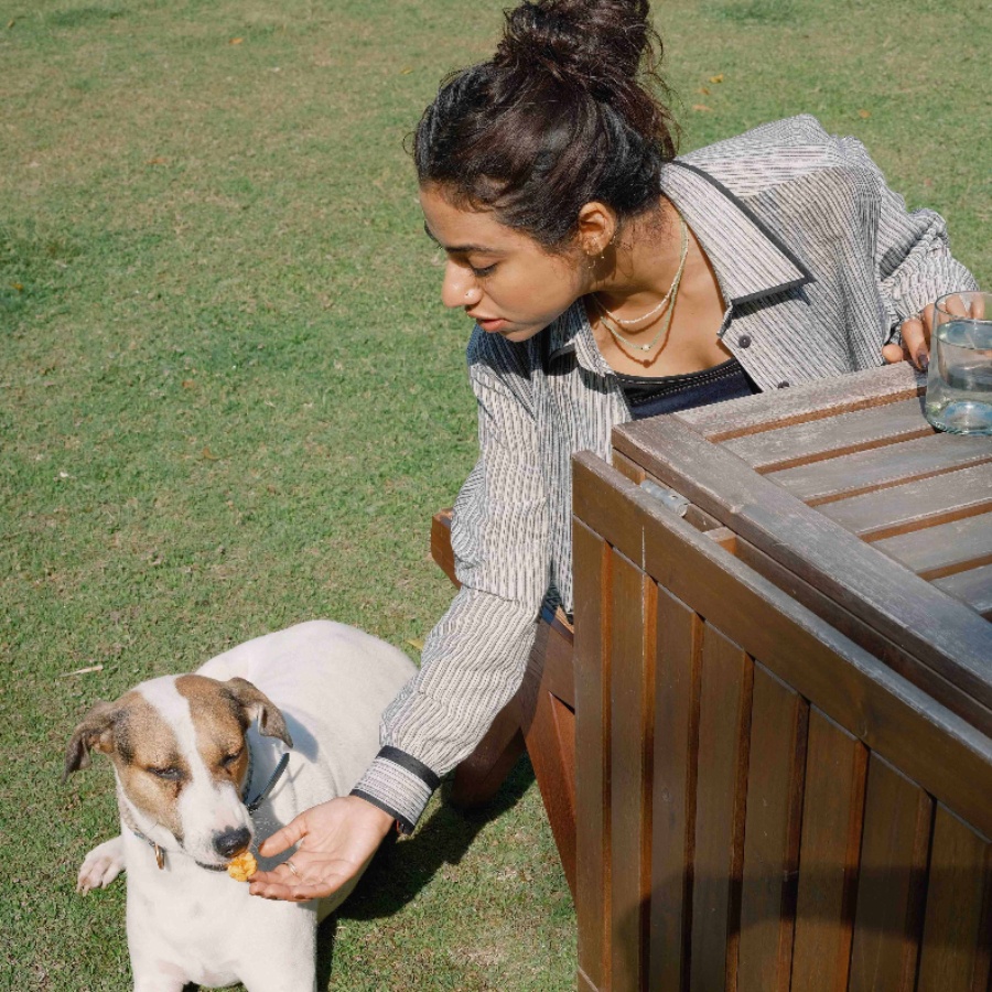 The designer Ruchika Sachdeva in her studio garden