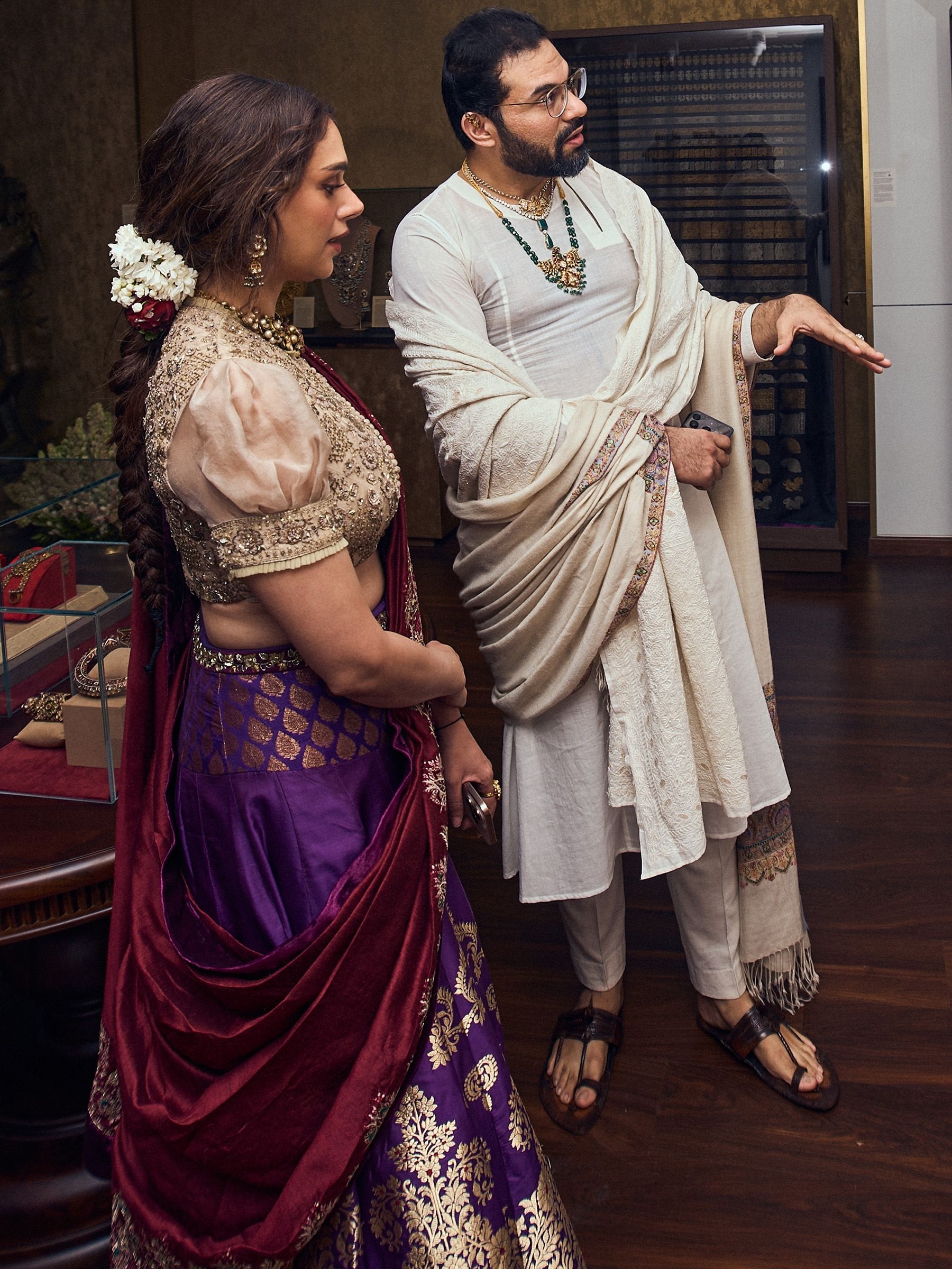 Aditi Rao Hyadri with designer Pankaj at Swadesh store