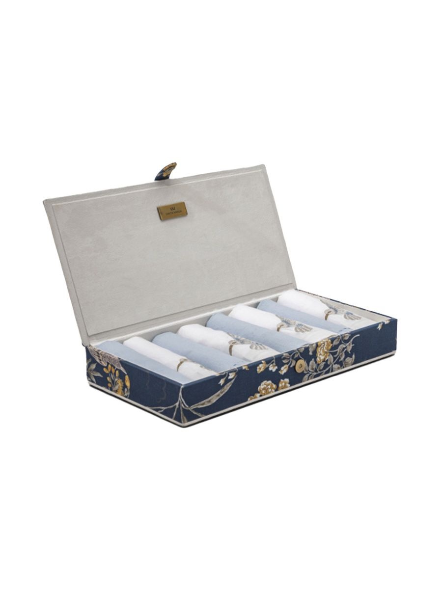 Birdsong Bloom Humming Bird & Manson Napkin Blueivory gift chest, Sarita Handa