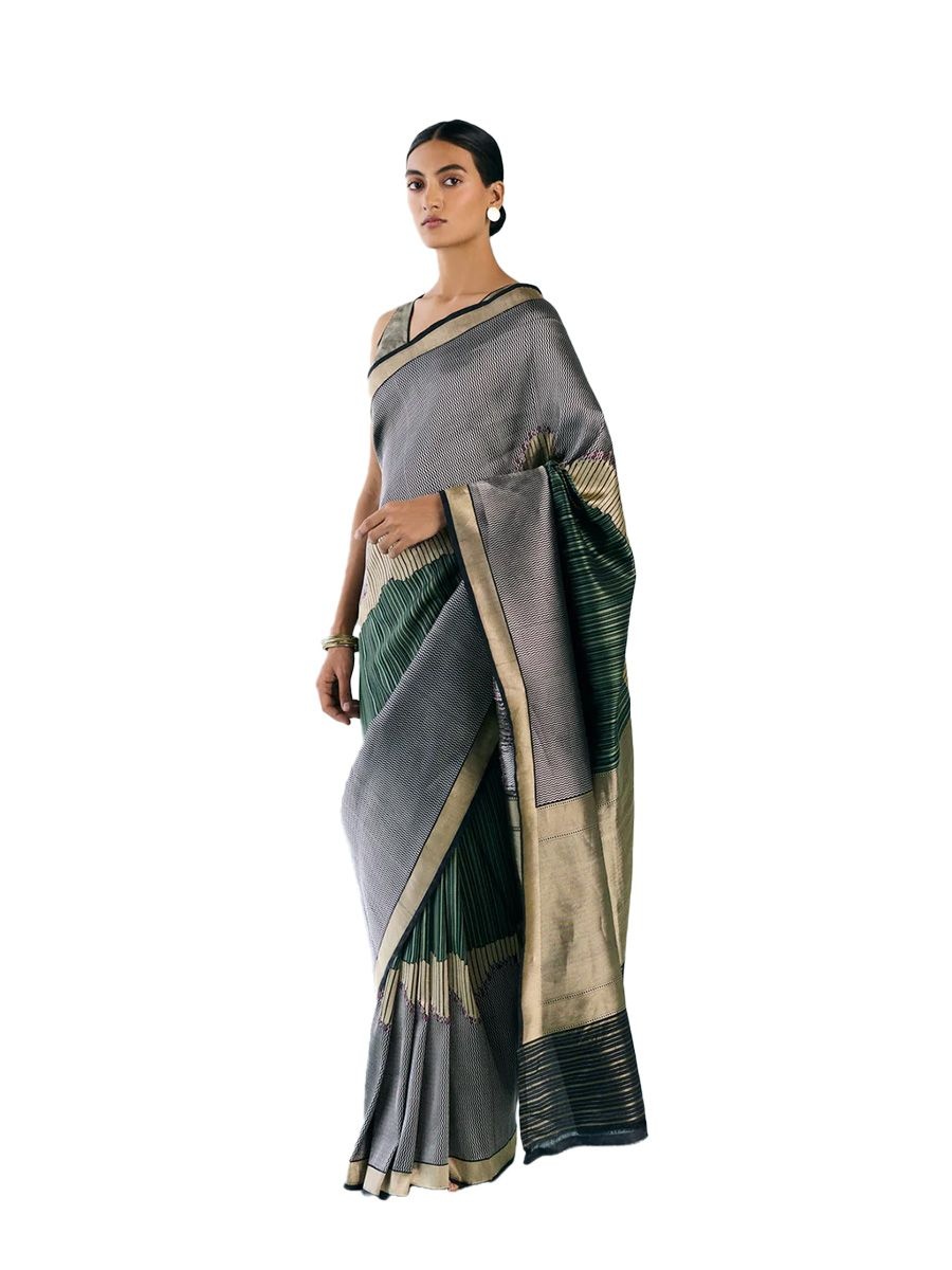 The Line woven geometrical sari, Shanti Banaras