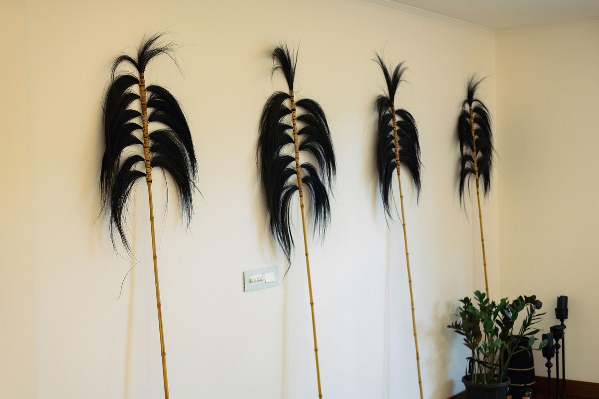 Decorative plumes from The Flame Store in Goa punctuate designer Shweta Kapur's home