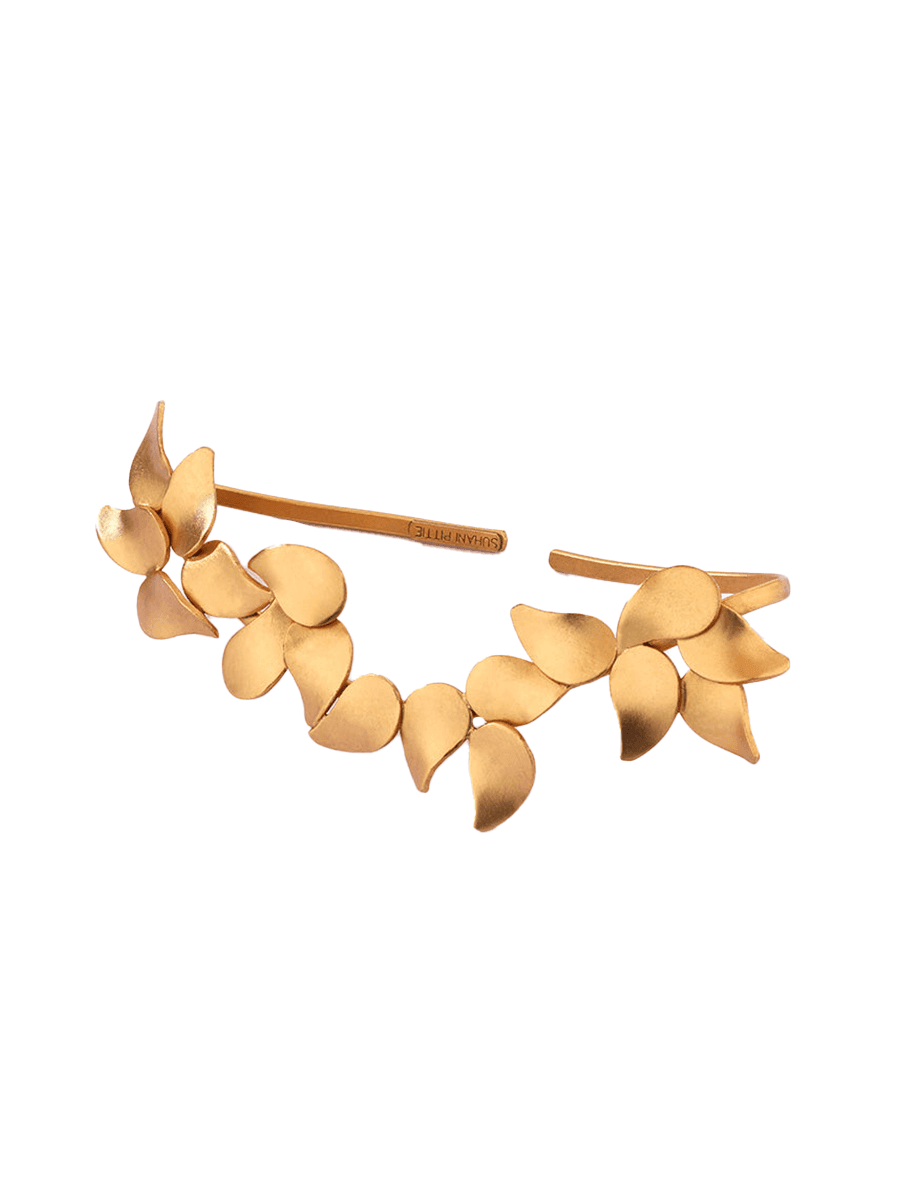 Gold plated leaves palm cuff by Suhani Pittie