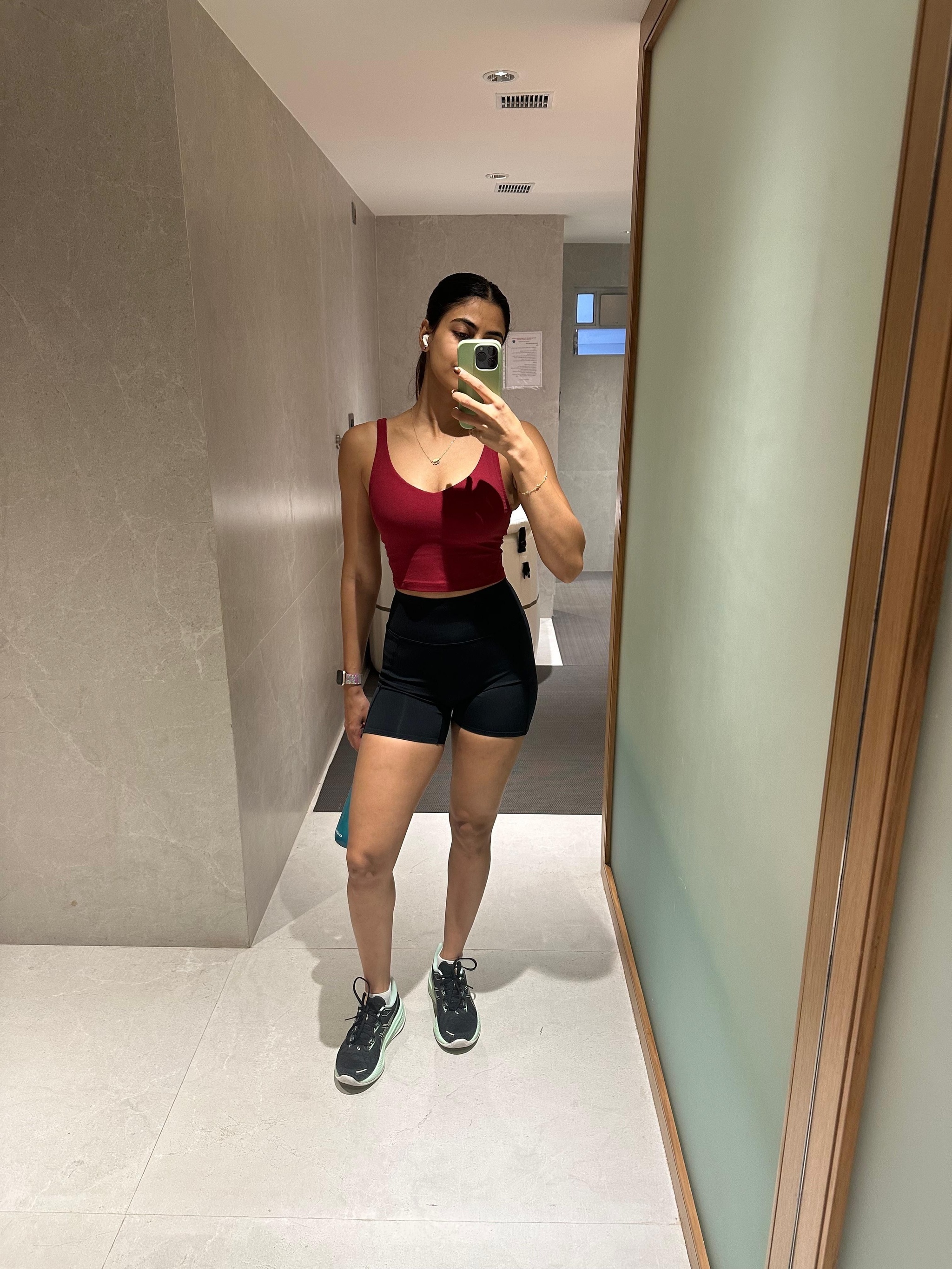 Tavishi Vajpeyi, a Balanced Body Pilates instructor, in her gymwear