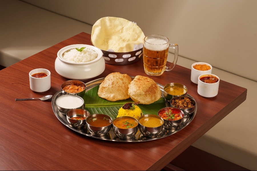 Thali with beer.