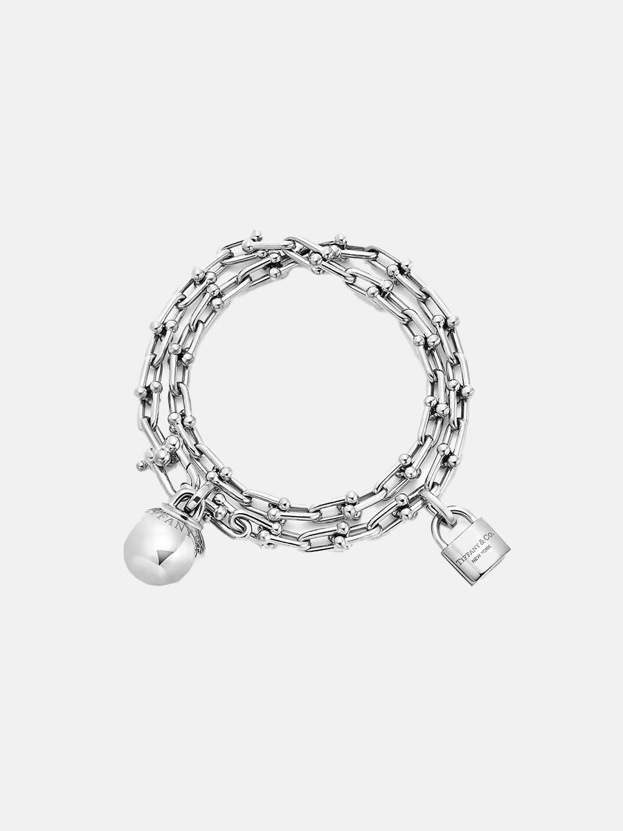 Tiffany HardWear Wrap bracelet with ball and chain links and padlock