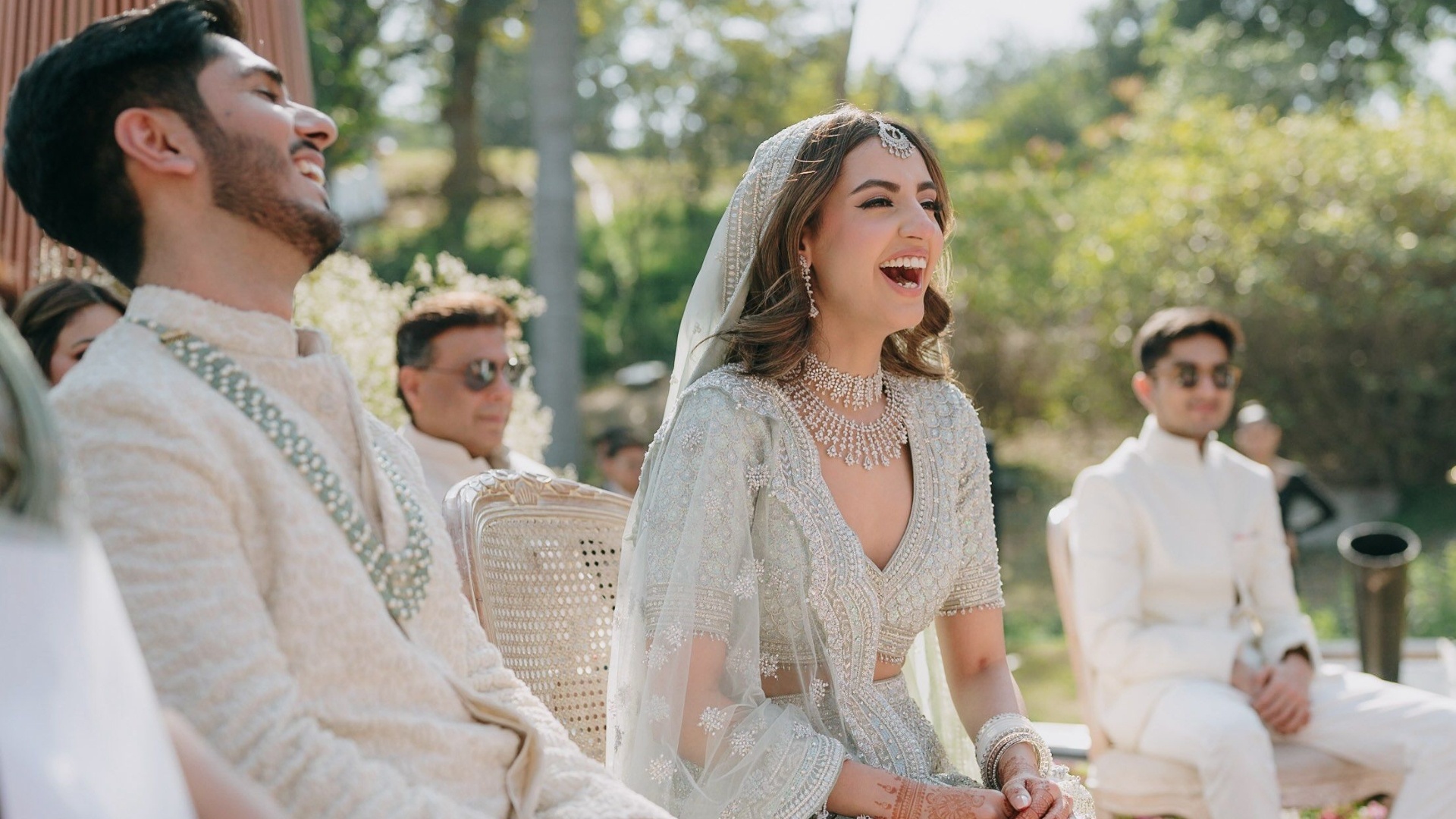 Bride Rhea Narula Chowdhri opted for a subtle sage green for her big day