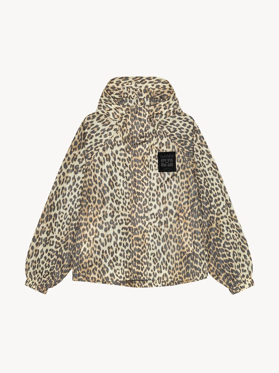Leopard print nylon jacket, Ganni