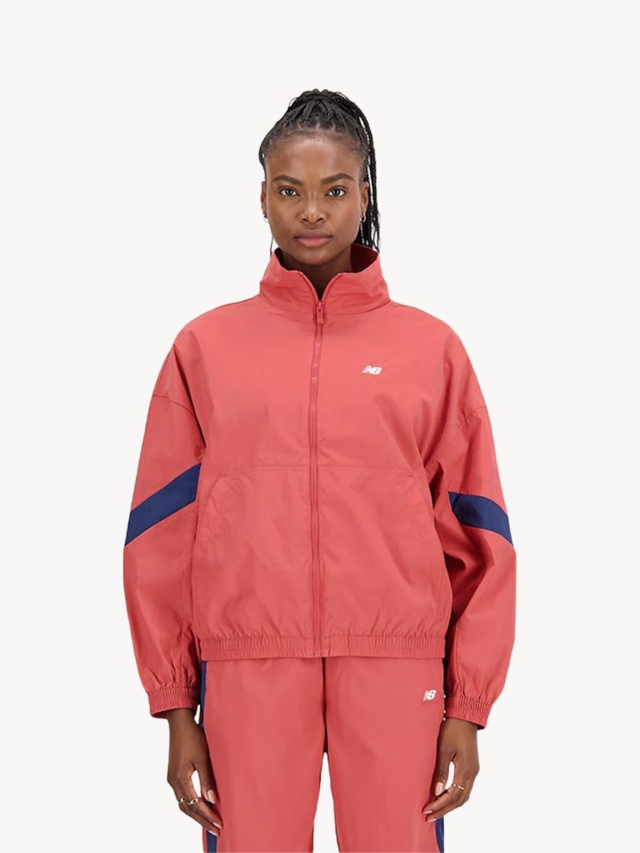 Orange cotton solid regular fit jacket, New Balance