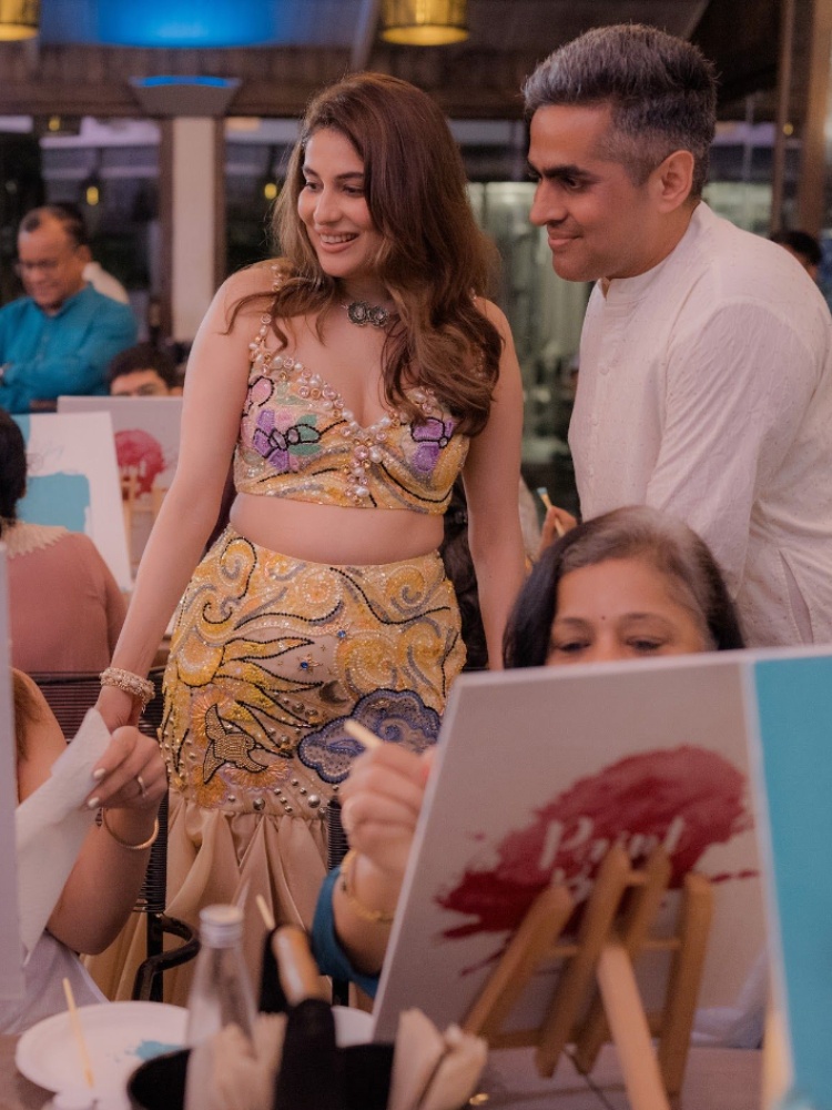 Shubhika Sharma and Harshil Kalra at the paint and sip party celebration