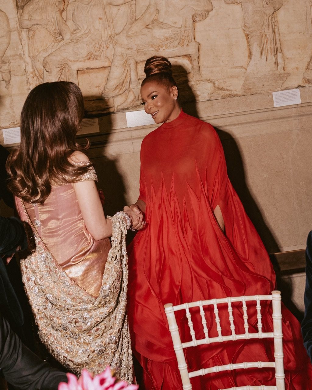 Nita Mukesh Ambani with Janet Jackson at the pink ball.