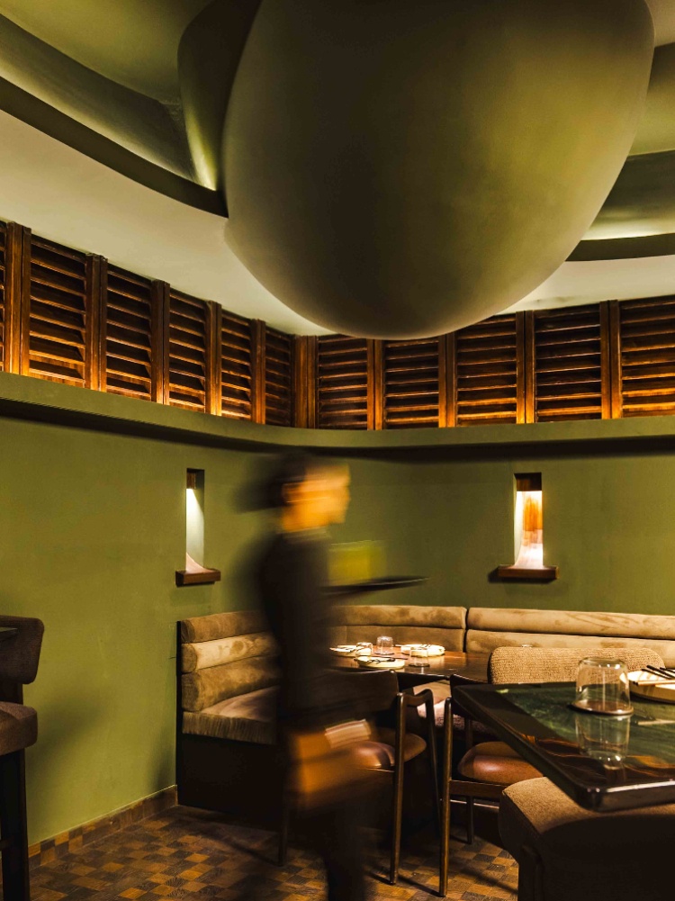 Wooden accents add warmth to the space