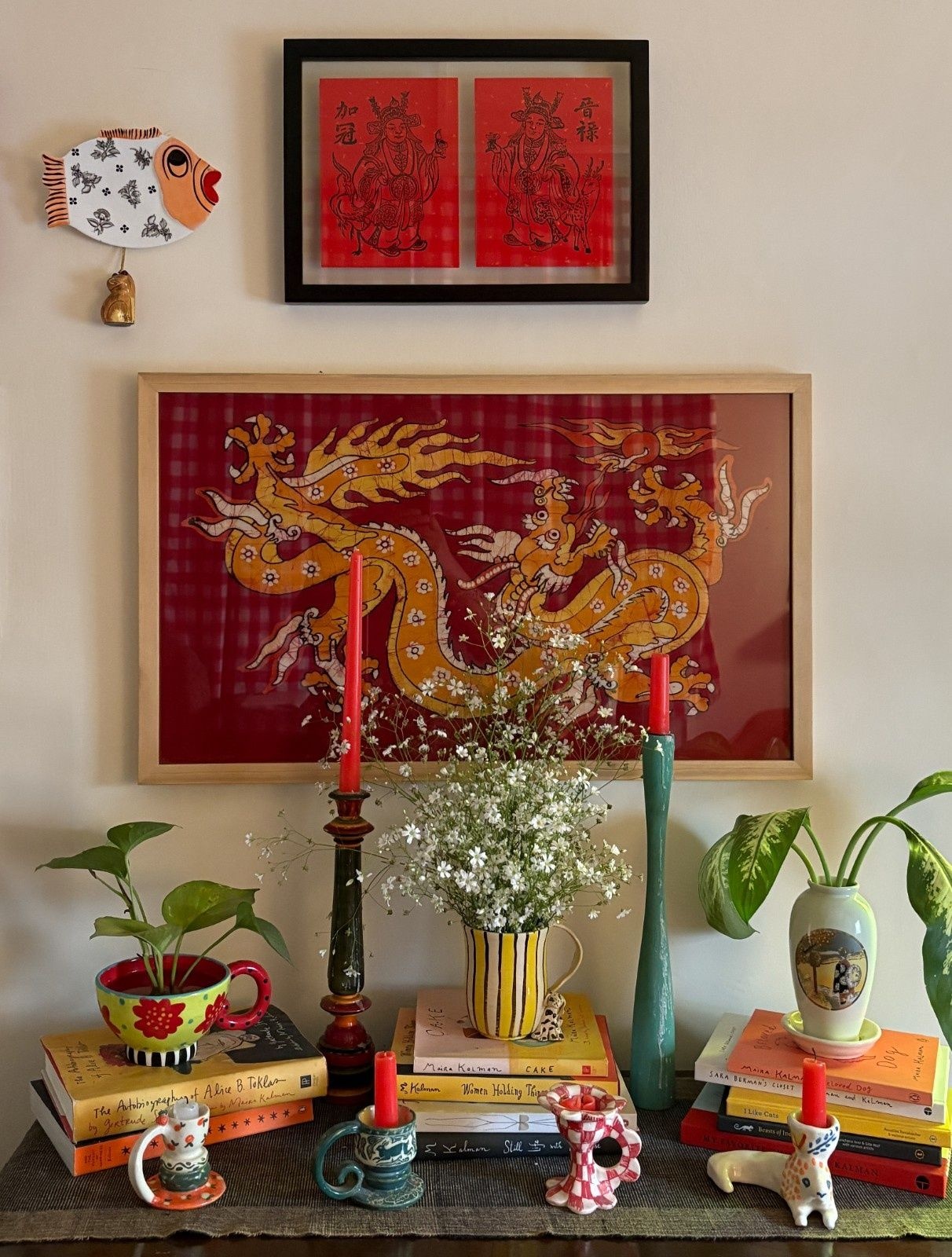 Amit Malhotra’s studio space, where he also works on book design projects, featuring his dogs Jugnu