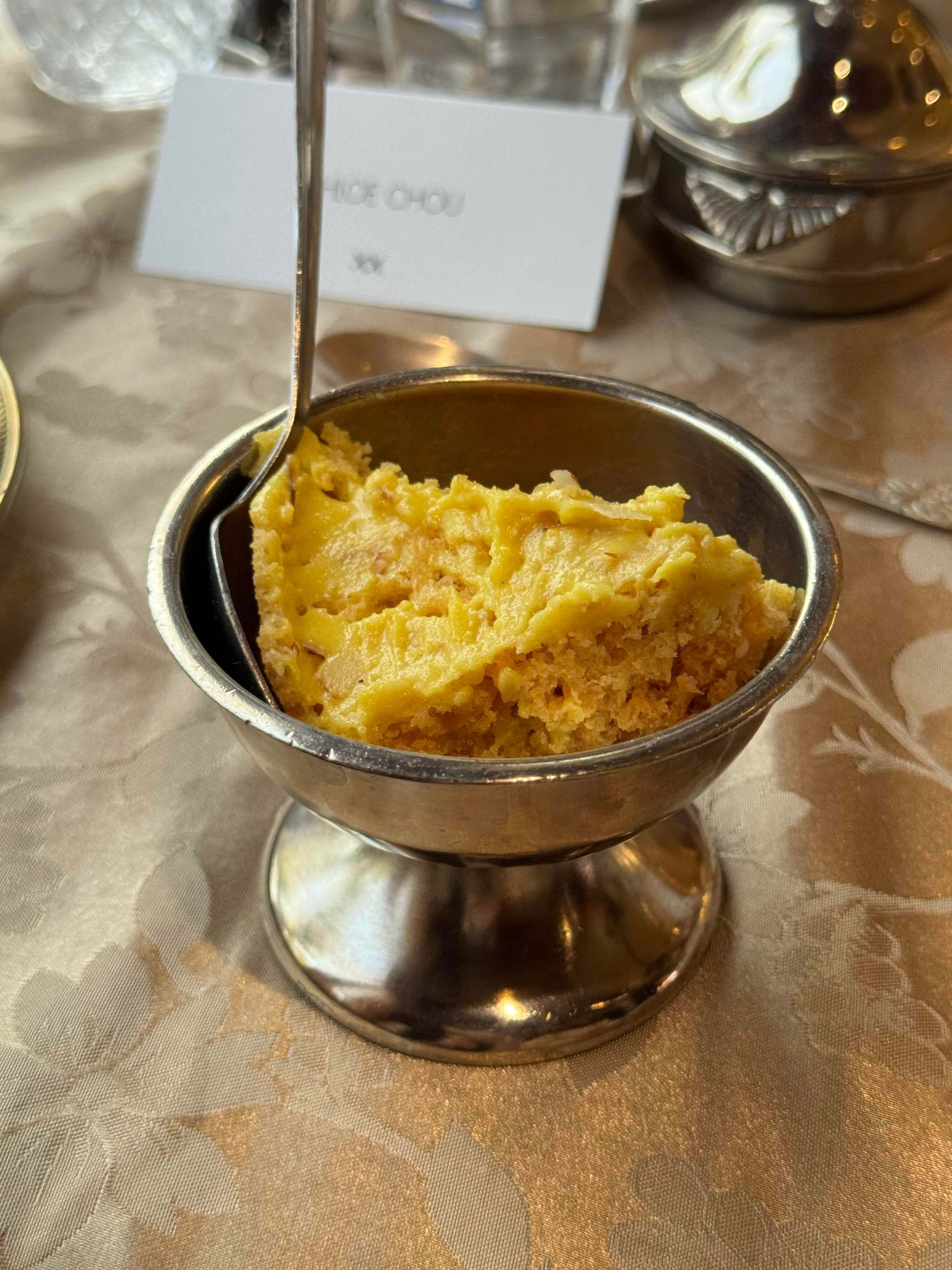 Malai ghewar, a Rajasthani dessert, on the Palace on Wheels
