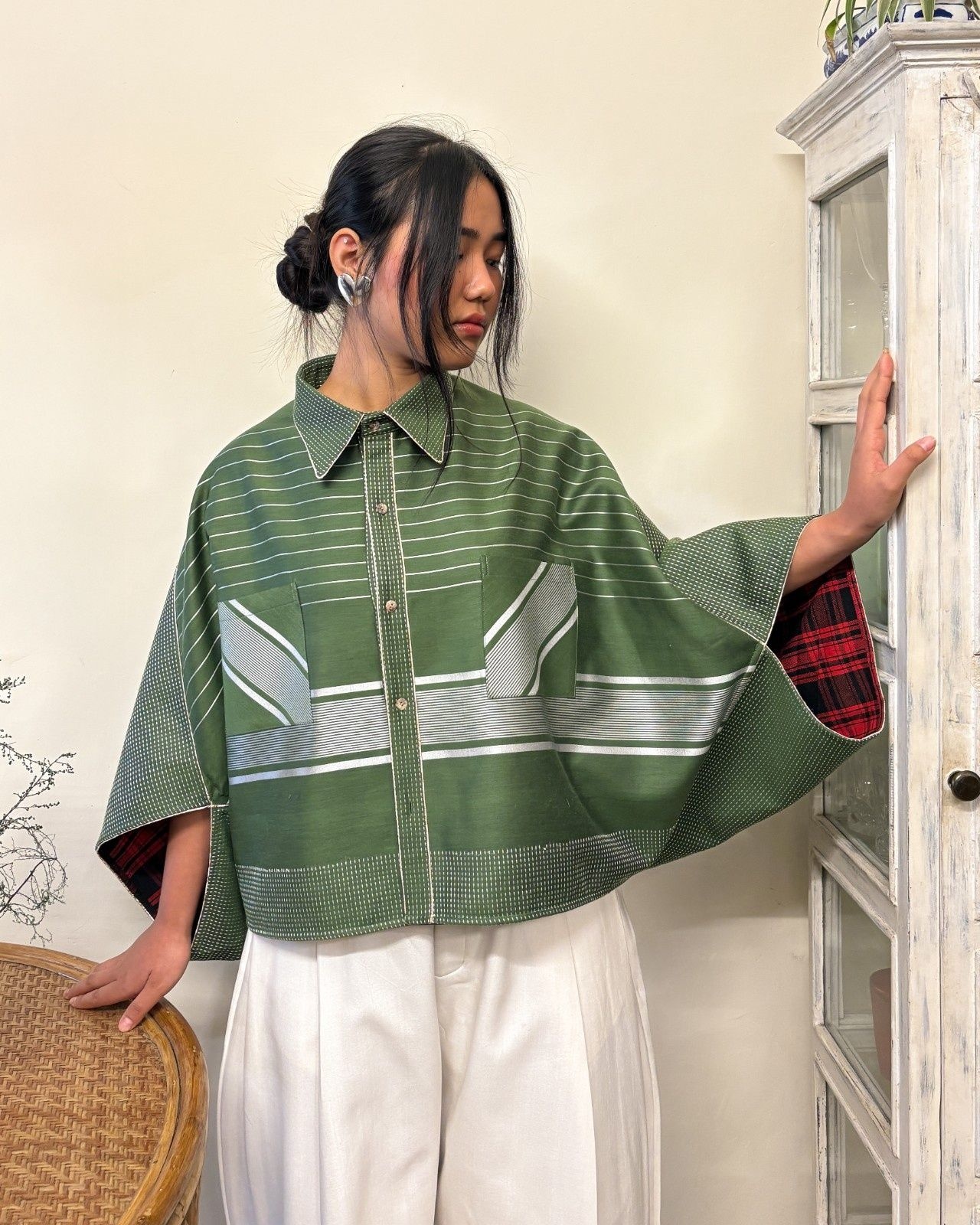 The first look they made, the reversible Bloom shacket in cotton silk