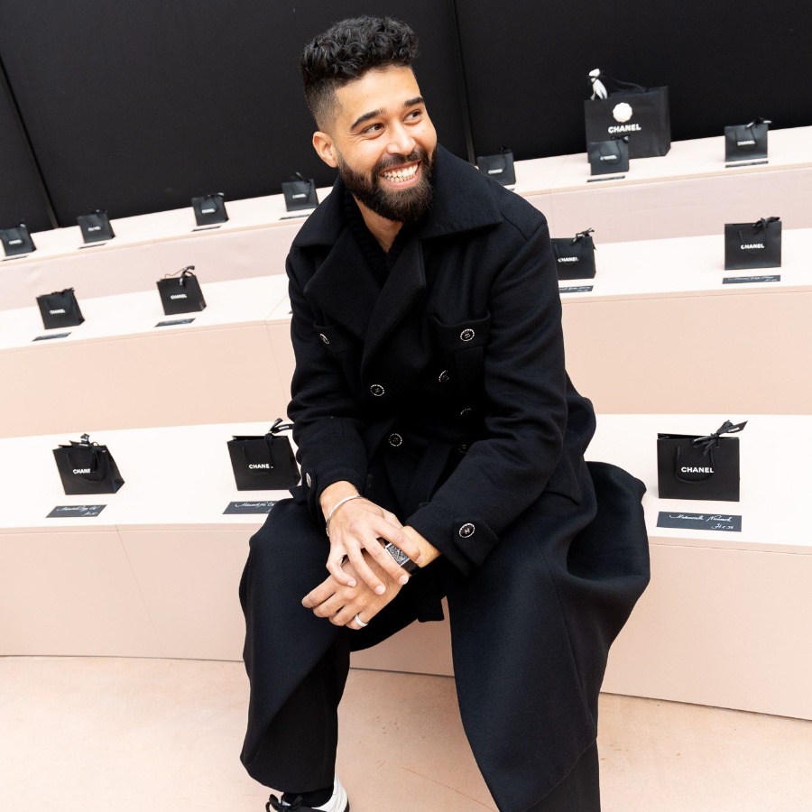 Singer AP Dhillon in a full Chanel look at the Chanel fall/winter 2025-2026 ready to wear show