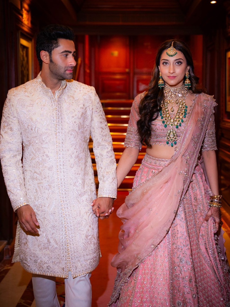 Aadar and Anissa Malhotra Jain attending a family member's wedding