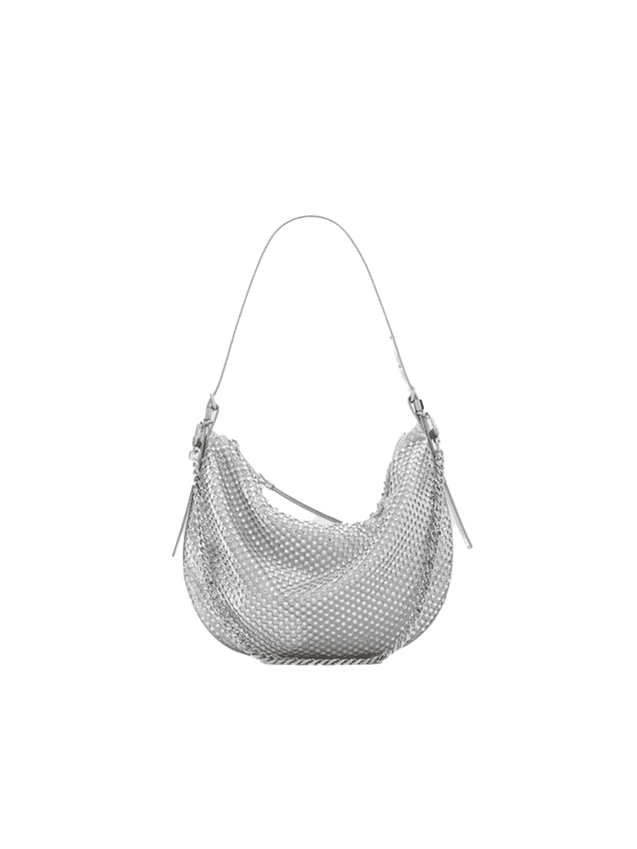 Aldo Kasslyn Silver Shoulder Bag with crystals