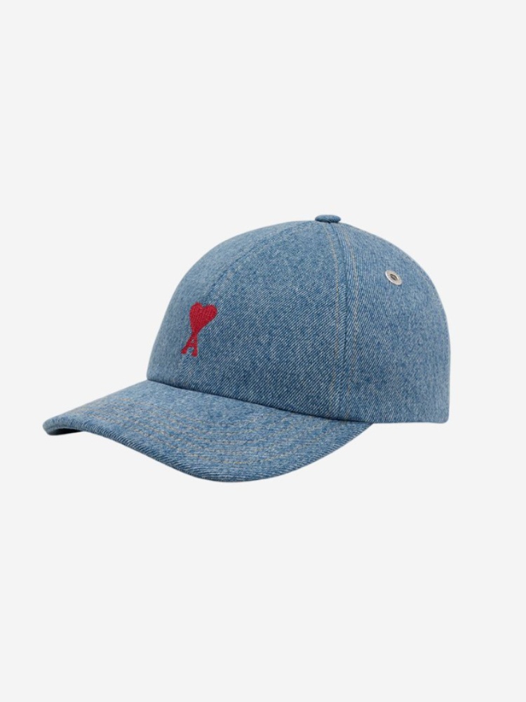 Ami de Couer embroidered cap in Used Indigo Denim