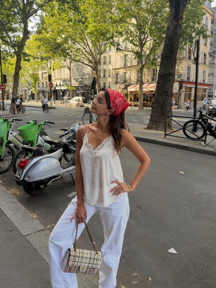 Bollywood actor Ananya Panday wearing a red bandana