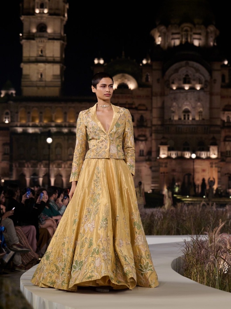 A look from Anita Dongre's Rewild 2026 show at Lukshmi Vilas Palace in Vadodra