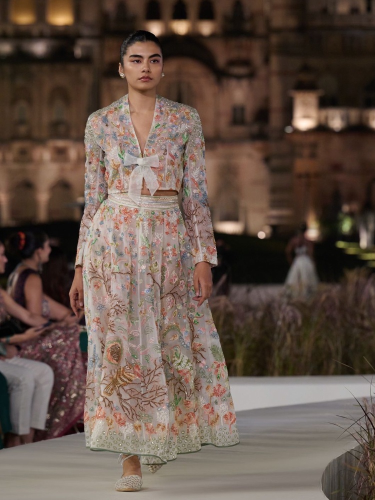 A look from Anita Dongre's Rewild 2026 show at Lukshmi Vilas Palace in Vadodra