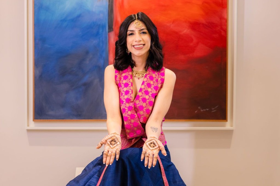 Anjali Batra wore a Payal Khandwala jacket for her Mehendi