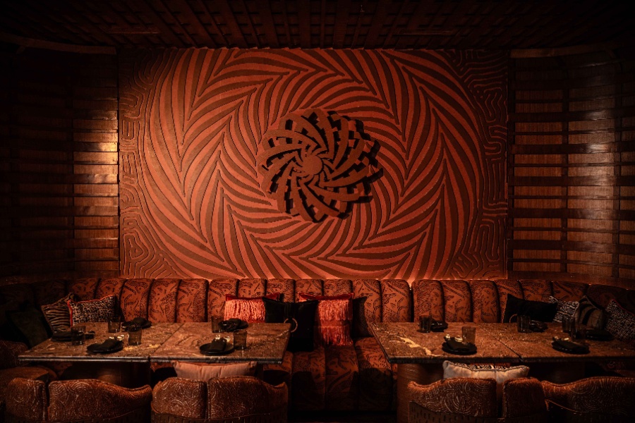 The cocktail club blends Afro-jazz aesthetics