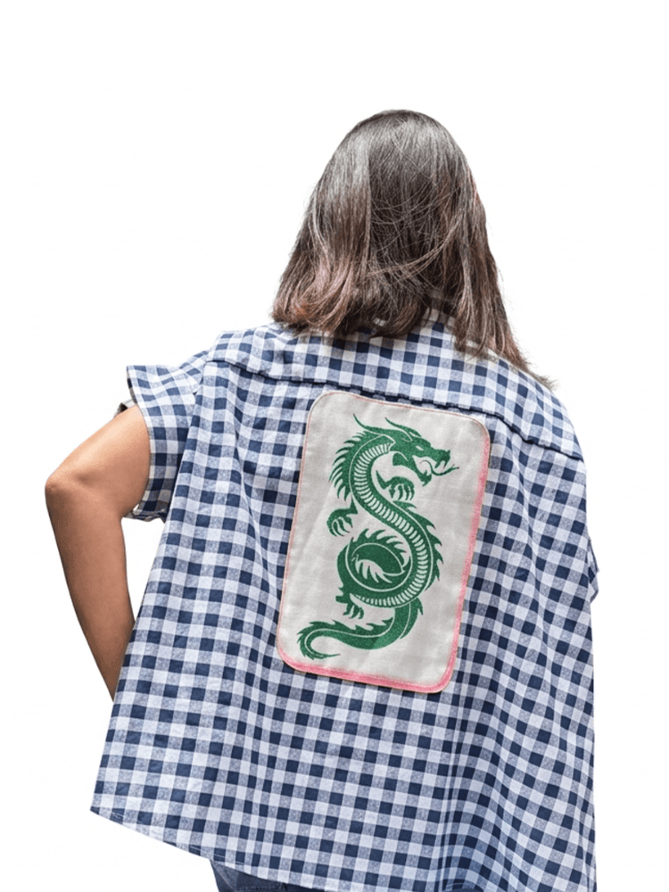 Coco Mahjong flared shirt with dragon back print, Poppy & Co, ₹4,000