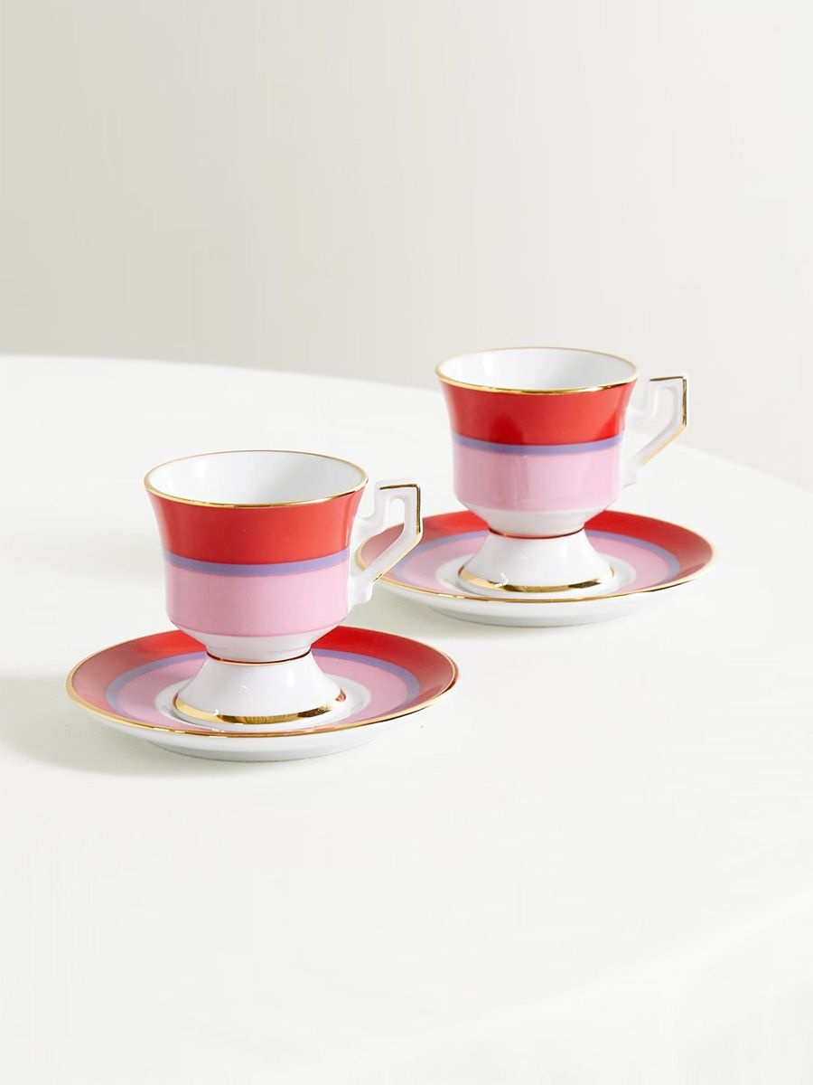 Gold-plated porcelain espresso cups, La Doublej, ₹19,200 approx