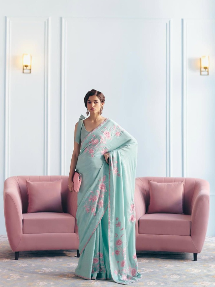 Ashdeen ‘Marilyn’ sari in Foam Green