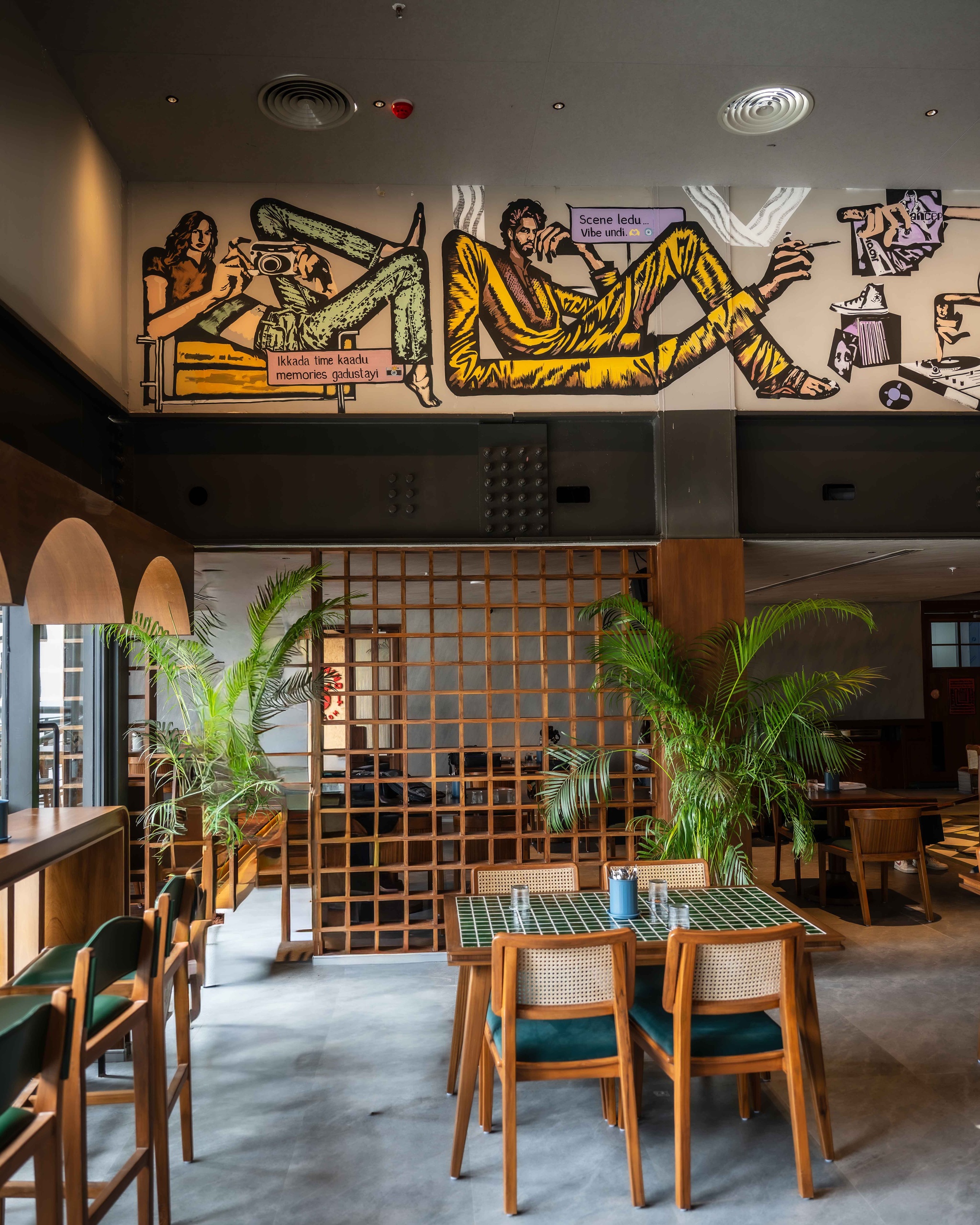 Pop-art-style murals built with local Hyderabad artists