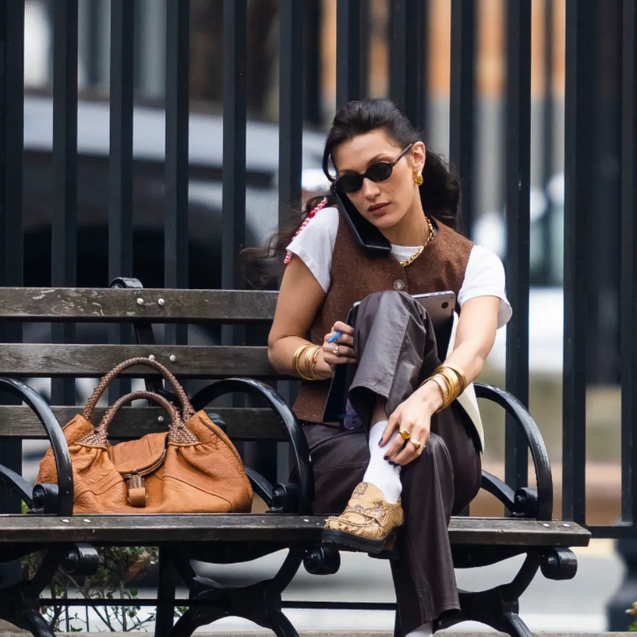 Bella Hadid with her Fendi Spy bag in 2022