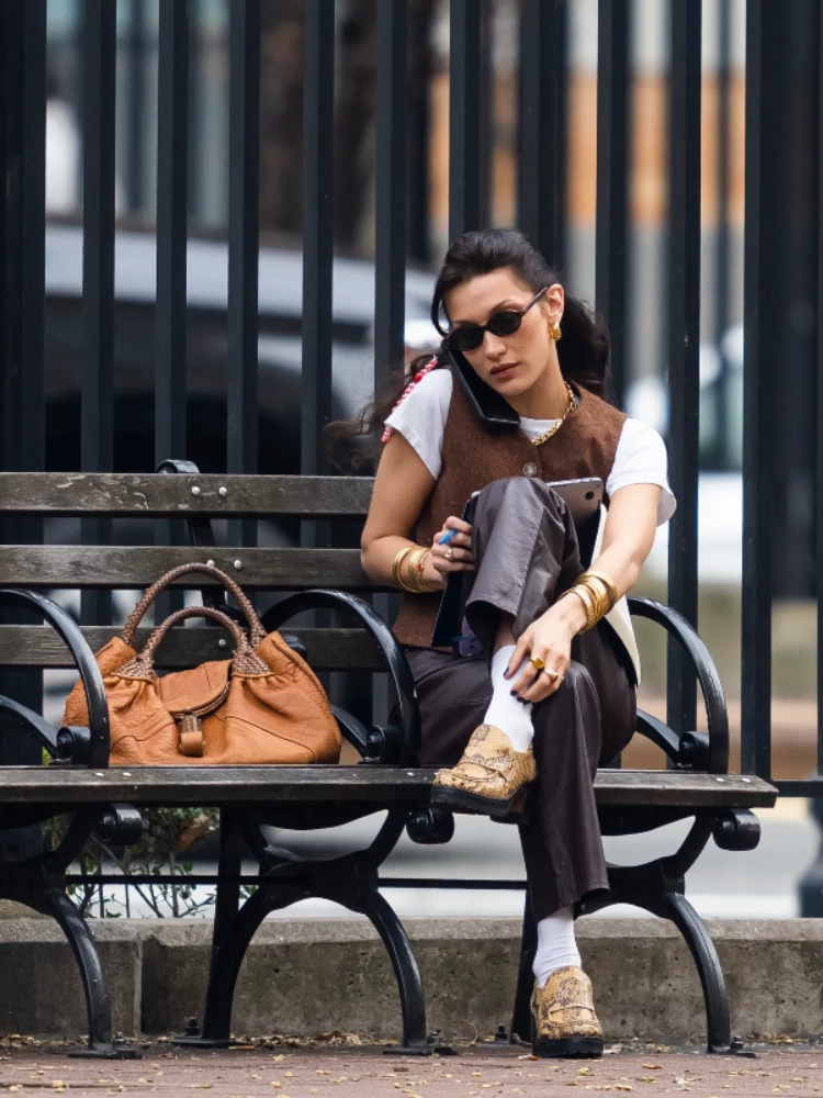 Bella Hadid with her Fendi Spy bag in 2022