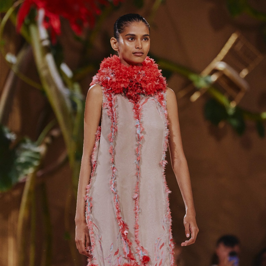 Chanel brand ambassador Bhavitha Mandava walking the Fall/Winter 2026-2027 Haute Couture show