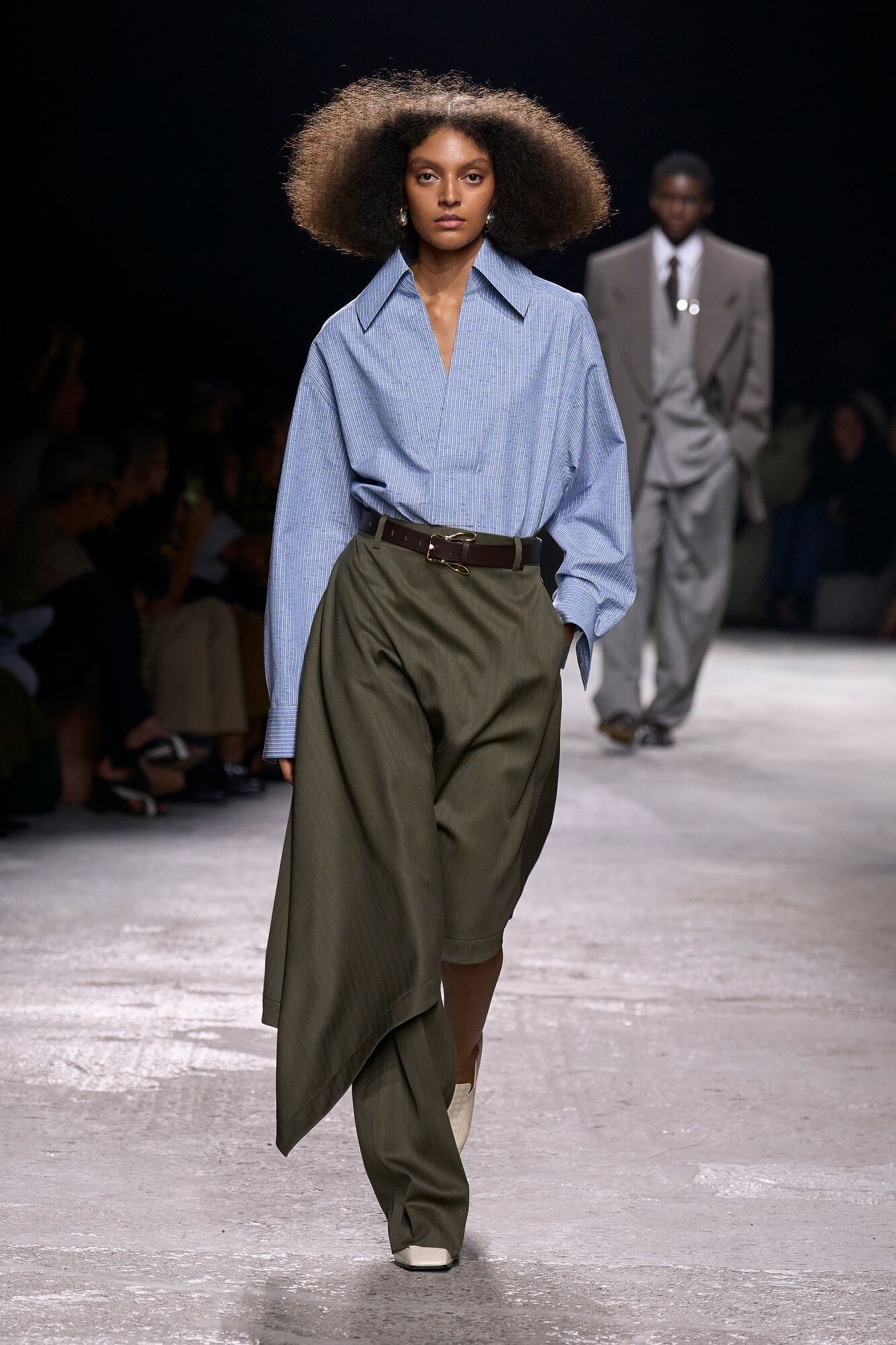 One-legged pants on Bottega Veneta’s Spring Summer 2025 runway