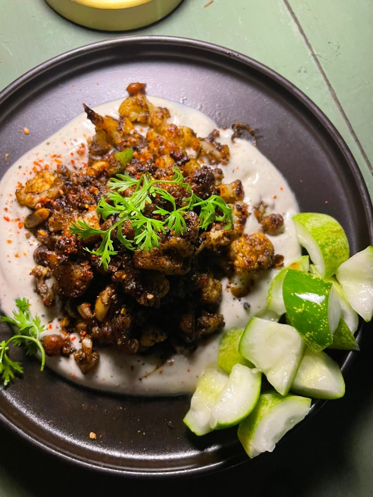 Cauliflower and chana dry fry with cauliflower puree, The Nod Mag