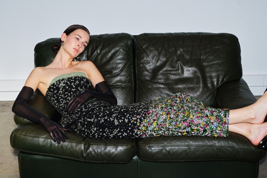 Chorus Edition Fiore Skirt and Top with dense constellations of micro-flowers