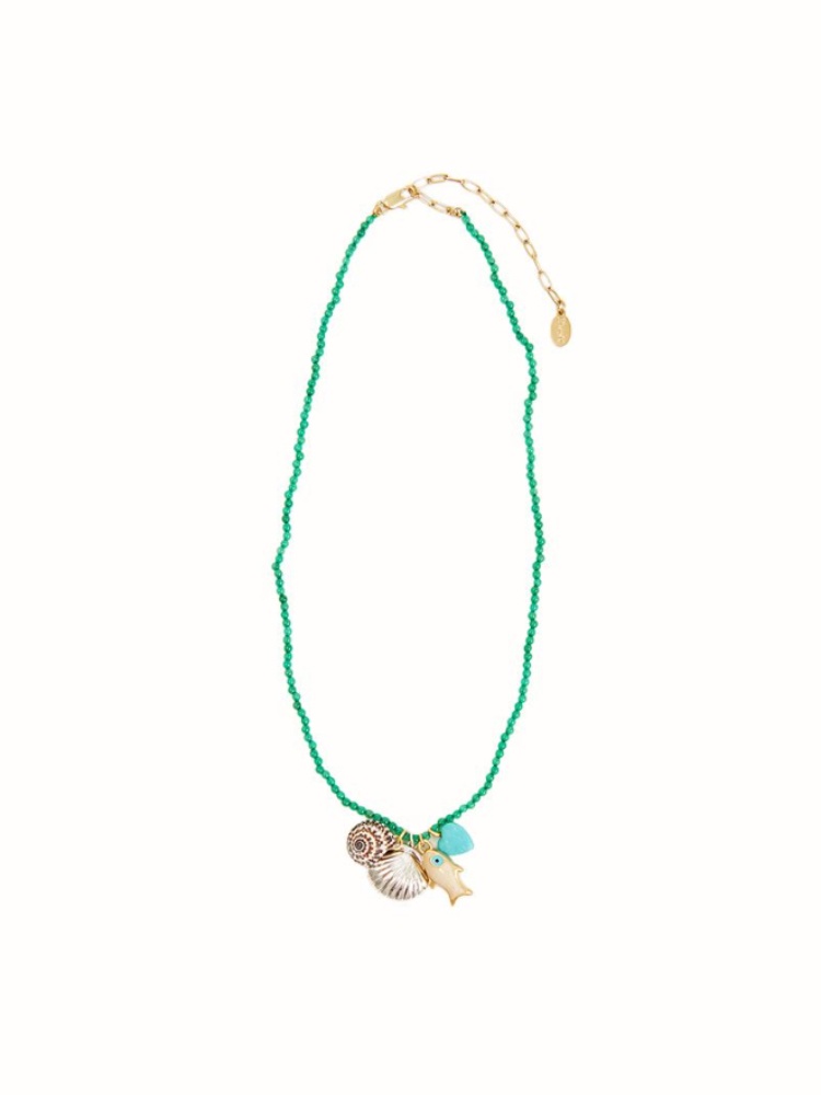 Clare V beaded necklace with fish charm