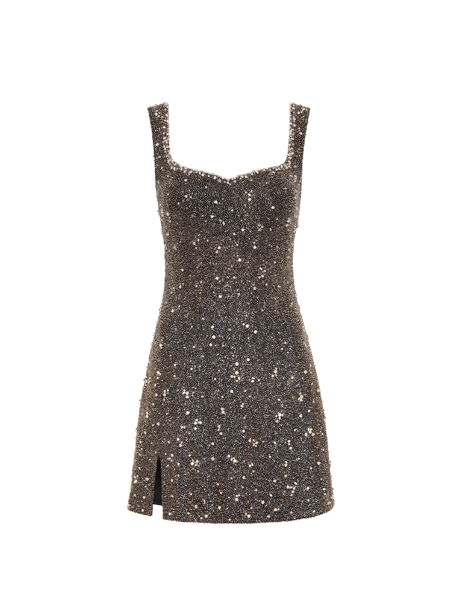 Clio Peppiatt crystal dress in mink