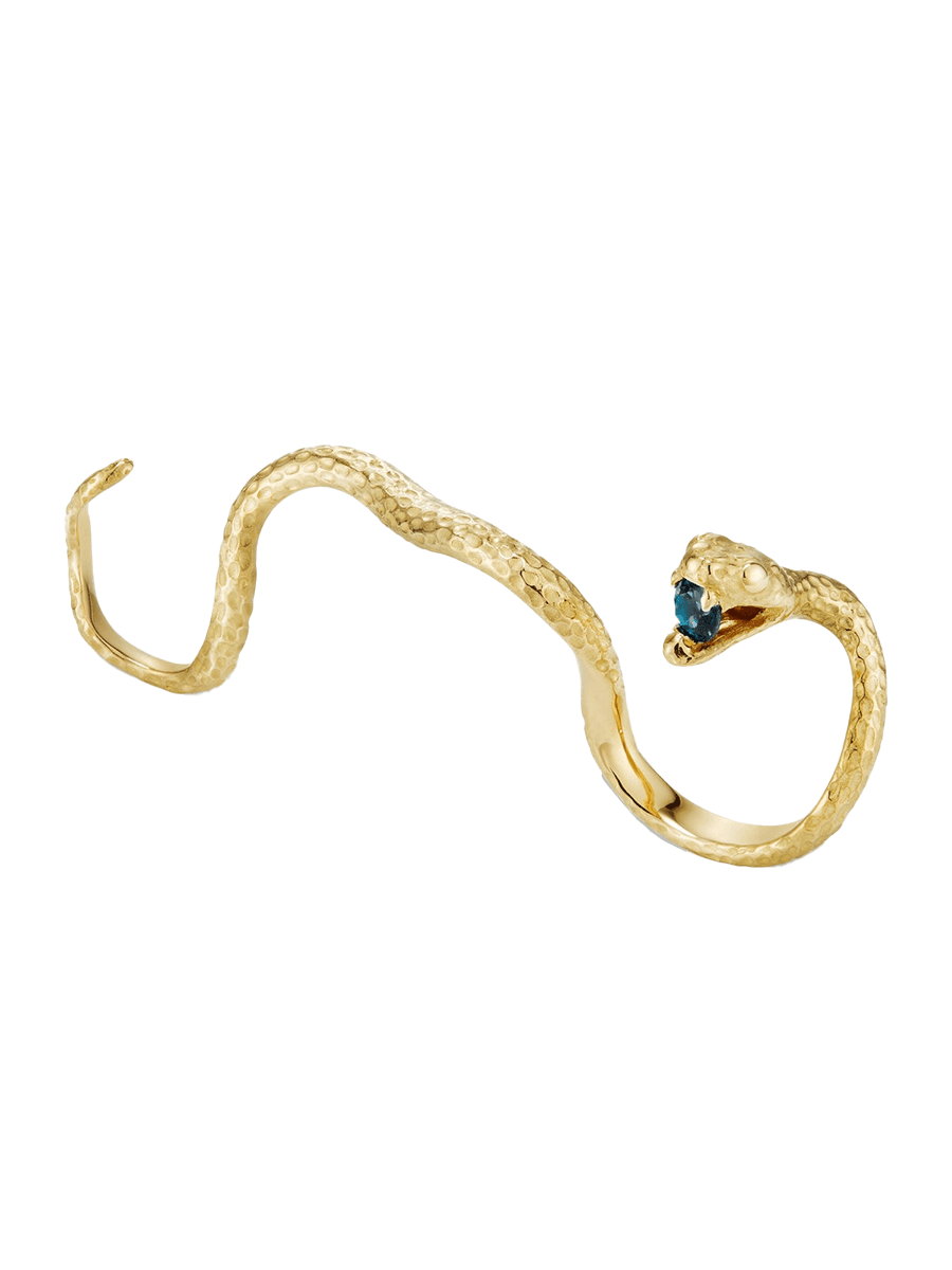 Gold snake knuckleduster by jewellery designer Clio Saskia
