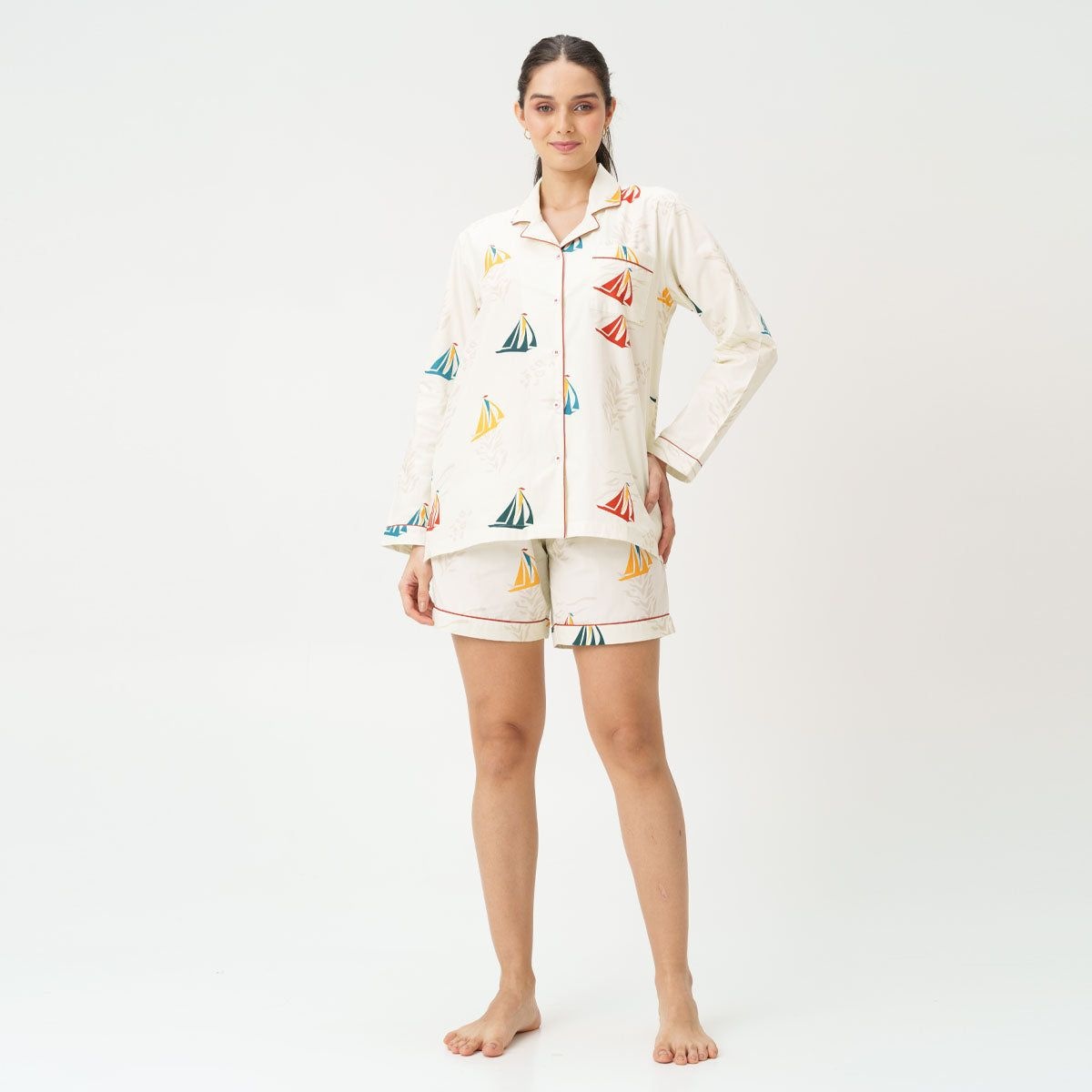 Dandelion Nautical Drift Cotton Notched Shorts Set
