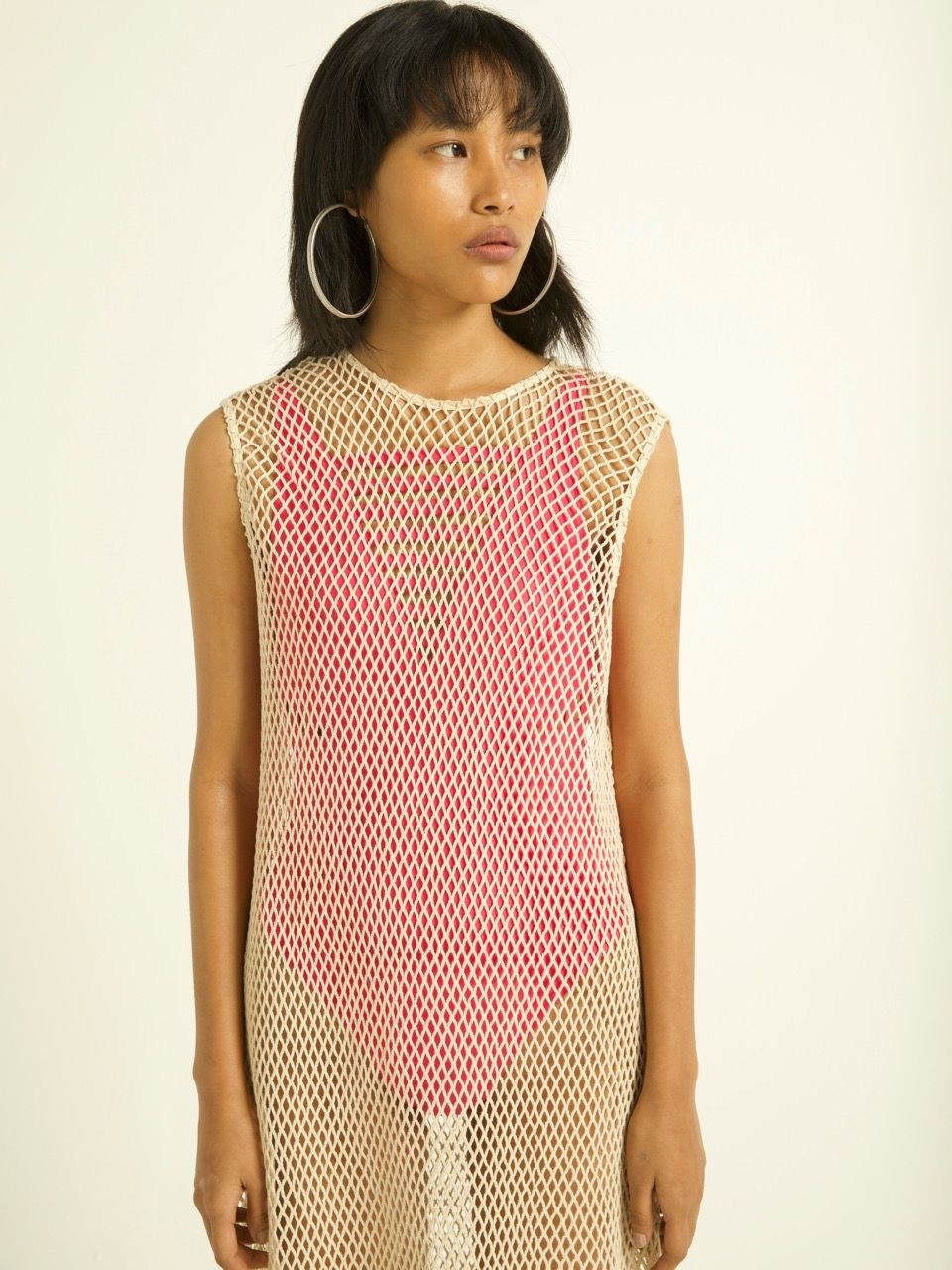 Dash and Dot natural mesh swim cover-up