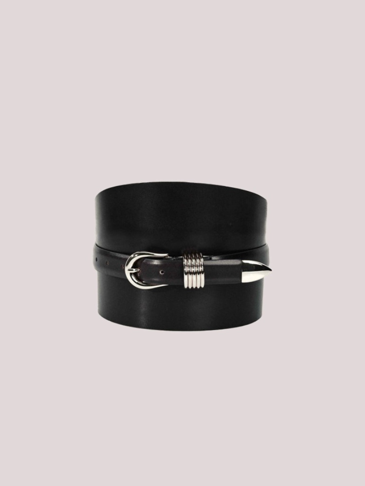 Déhance Bodice Belt: a corset-style leather belt that cinches the waist
