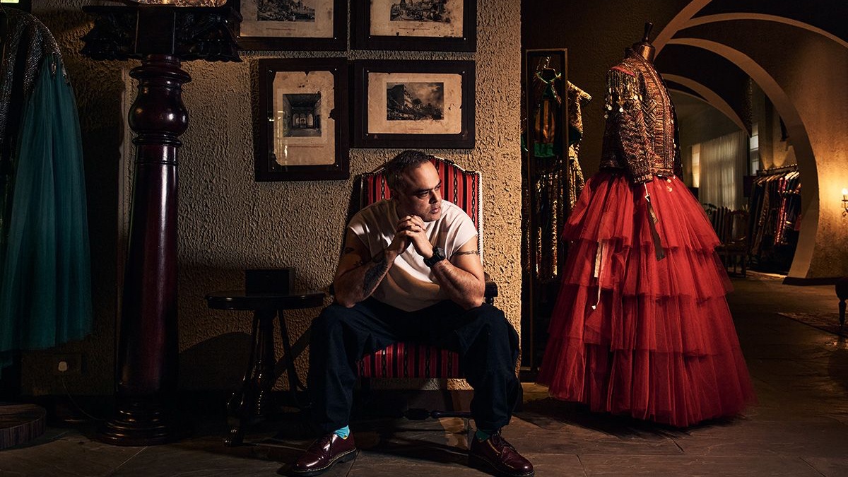 Designer Manish Chhabra at the Delhi Vintage Co. store