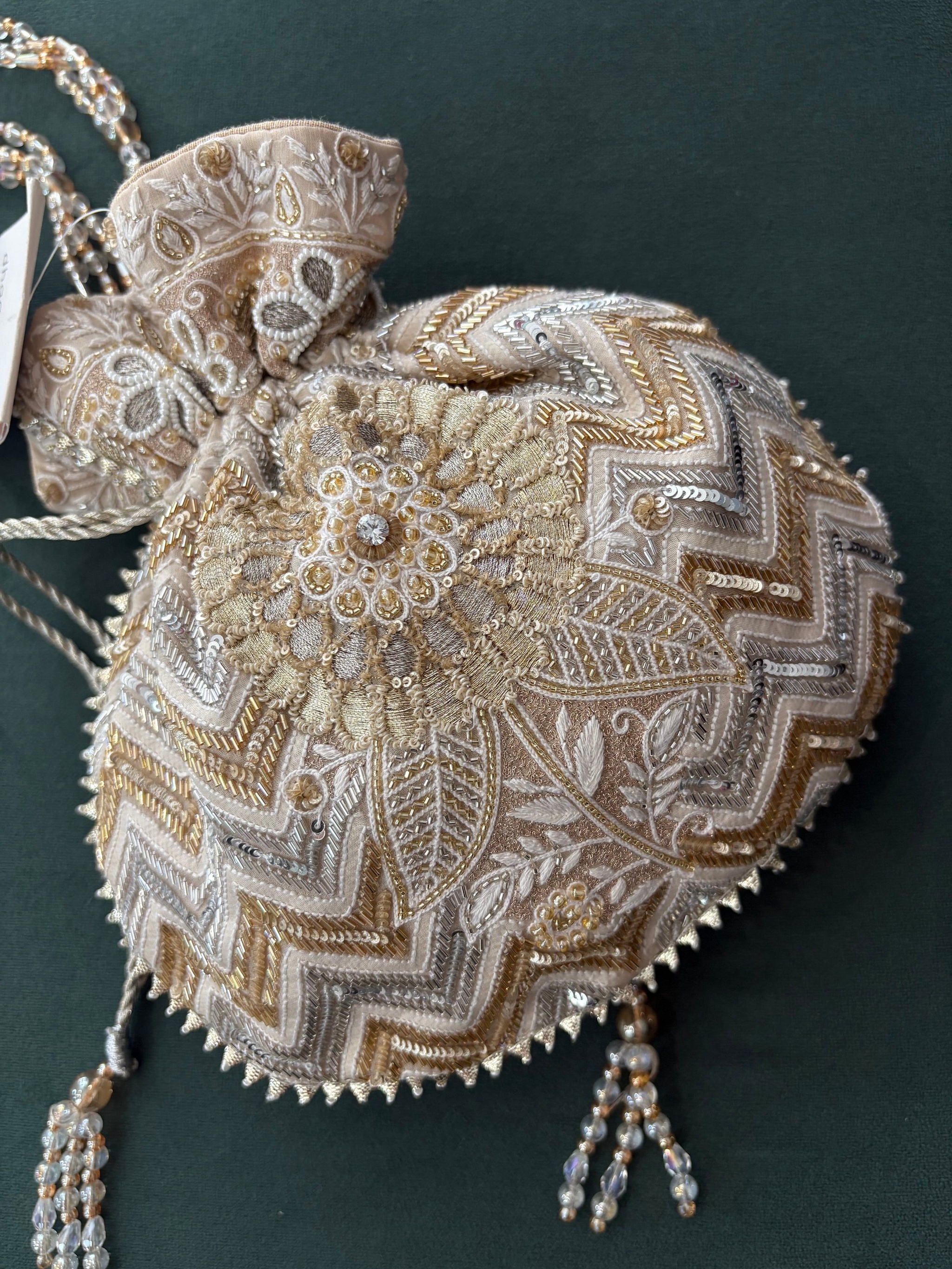 Dhaaga & Co Cream Chikankari Cutdana Potli